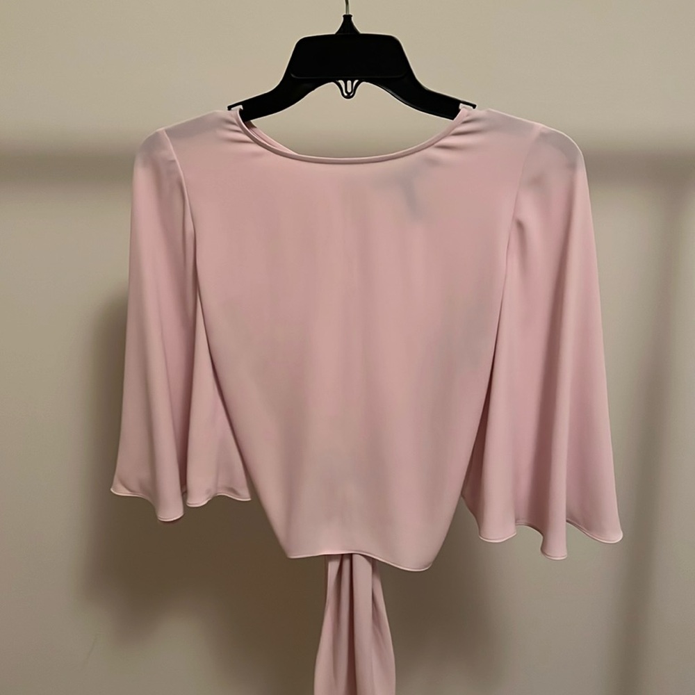 BCBG pink crop blouse